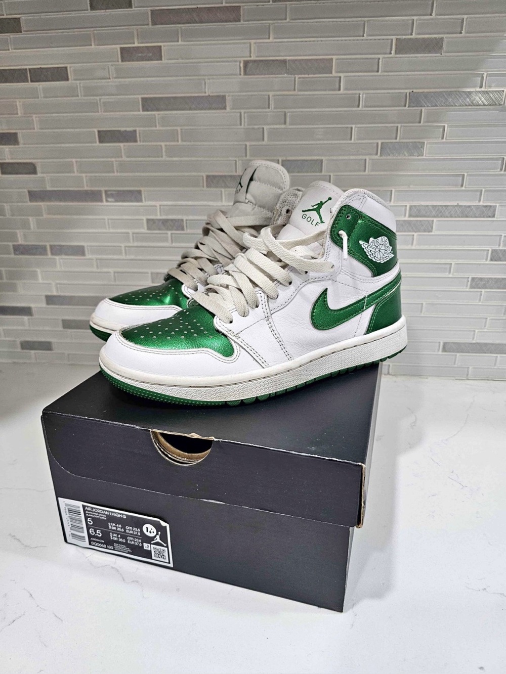 Nike Air Jordan 1 Retro High Golf Metallic Green Sneakers DQ0660-130 Size 5